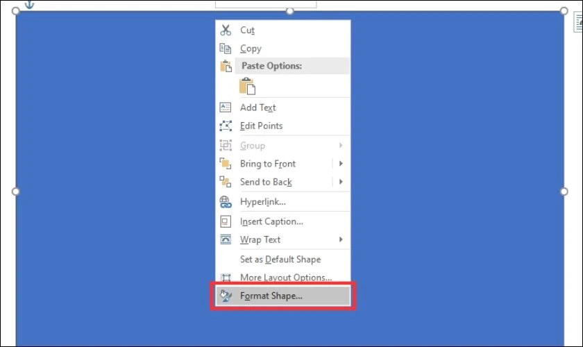 Click chọn vào mục Shape Format
