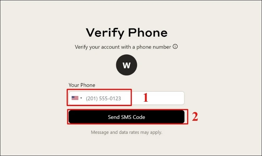 Nhập số điện thoại để  xác nhận qua SMS