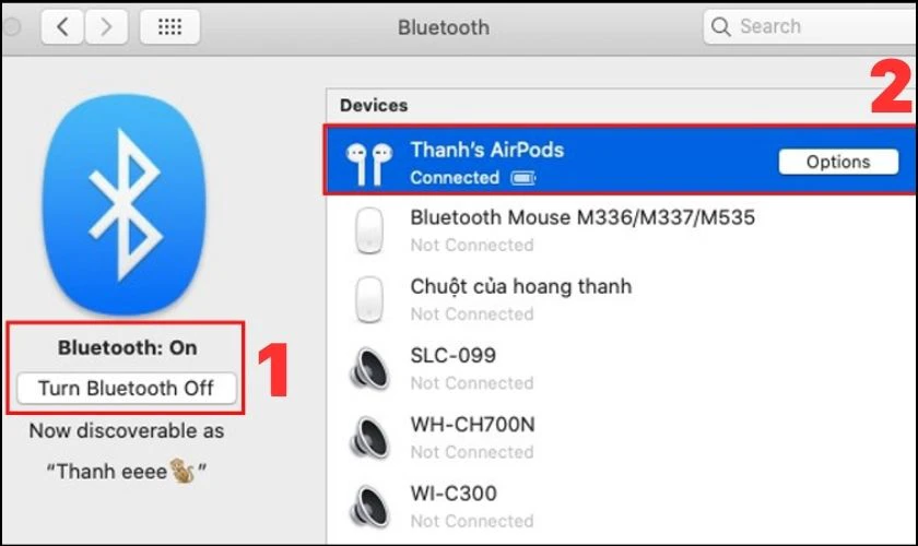 Bật tính năng Bluetooth