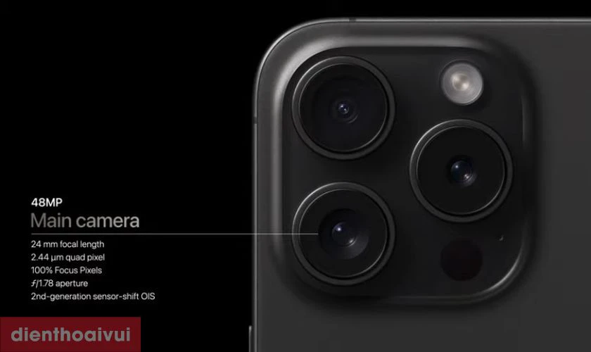 Camera iPhone 15 Pro Max được trang bị zoom quang 5x