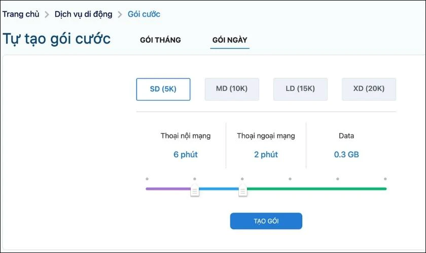 Cách tự tạo gói cước MobiFone