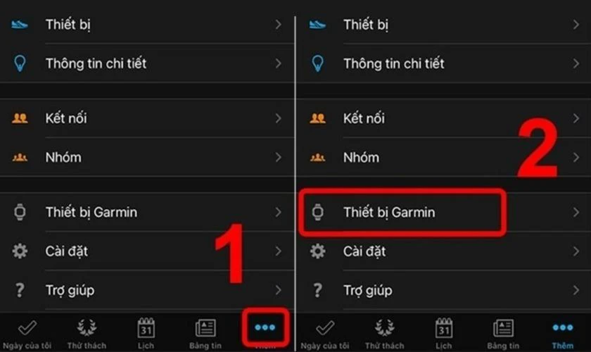 Bạn hãy chọn mục Thiết bị Garmin
