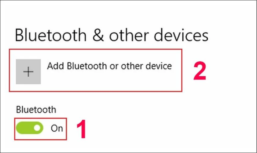 Chuyển chế độ Bluetooth sang màu xanh tại mục Bluetooth & other devices