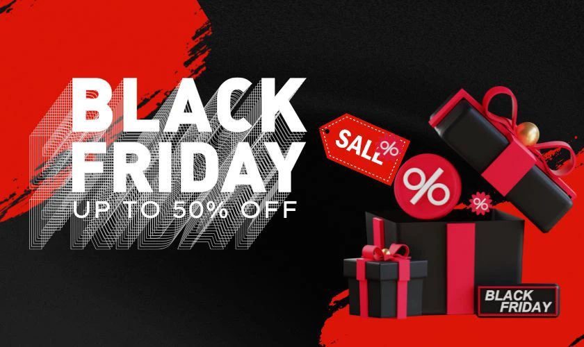 Banner sale Black Friday tối giản, sang trọng