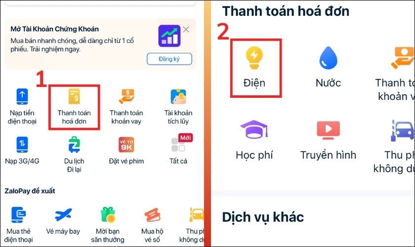 Cách thanh toán tiền điện qua ZaloPay