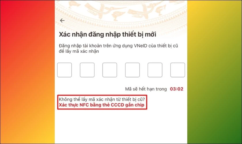 Chọn mục Xác thực NFC bằng thẻ CCCD gắn chip