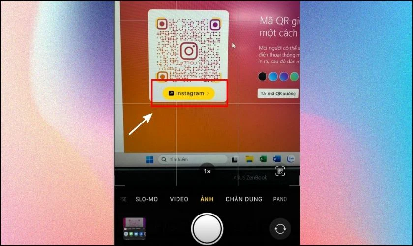 Quét QR Instagram trực tiếp bằng camera điện thoại