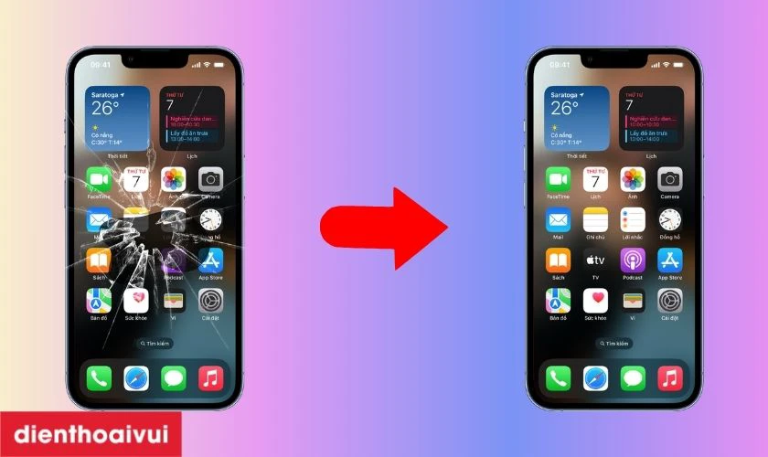 Biểu hiện màn hình iPhone hư hại cần thay mới