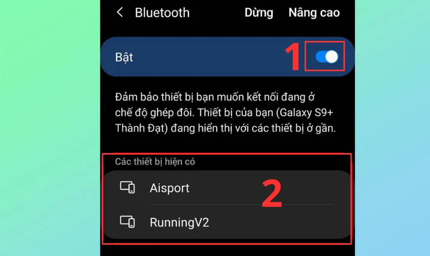 Bạn kéo công tắc sang bên phải để bật Bluetooth lê