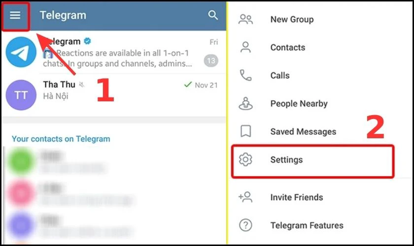 Cách ẩn số điện thoại Telegram trên Android