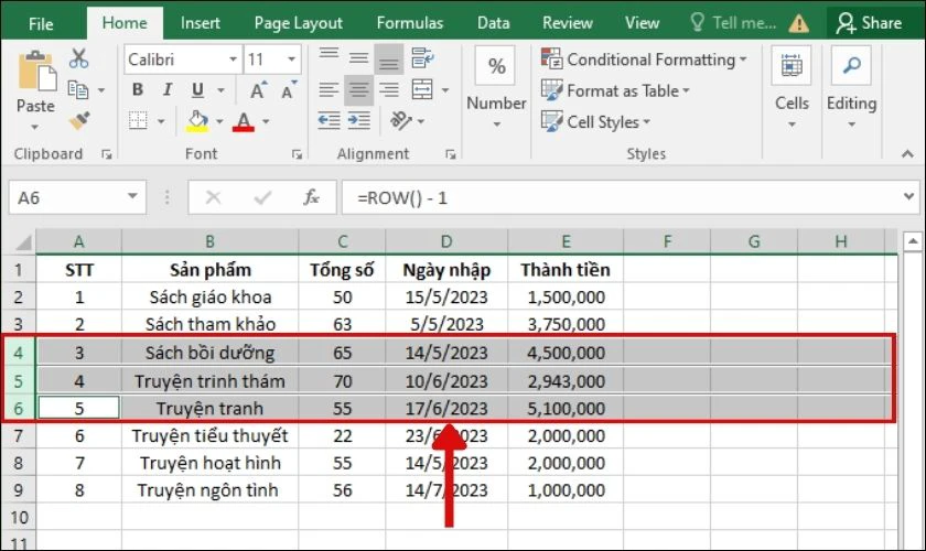 Chèn thêm nhiều dòng trống xen kẽ giữa các dòng trong Excel