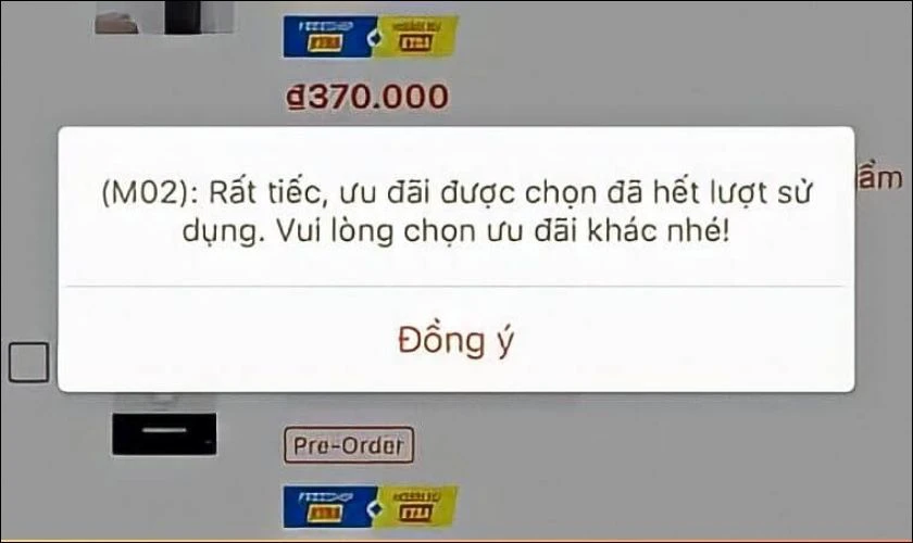 Tại sao không đặt hàng được trên Shopee là do lỗi M02