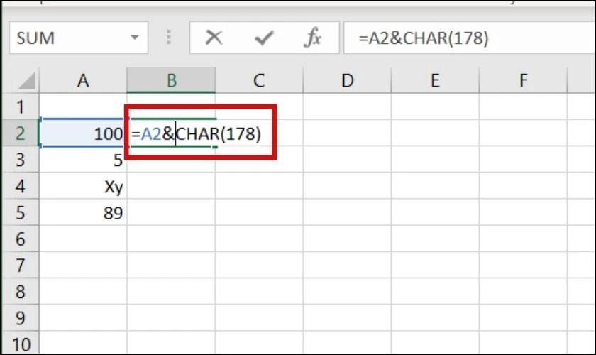 Cách viết số mũ trong Excel 2010, 2016 bằng hàm 