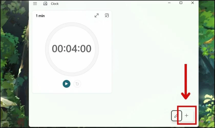 Nhấn chọn vào khung dấu cộng để tạo thêm đồng hồ bấm giờ trên máy tính 