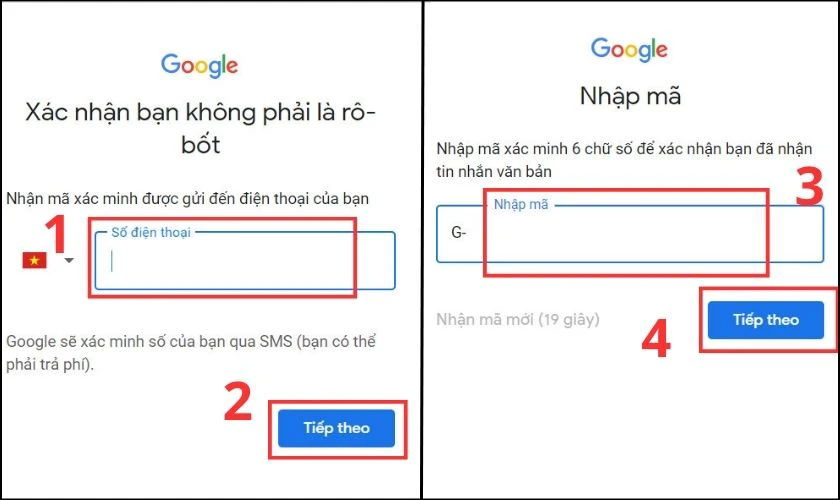 Nhập Số điện thoại để đăng ký Email