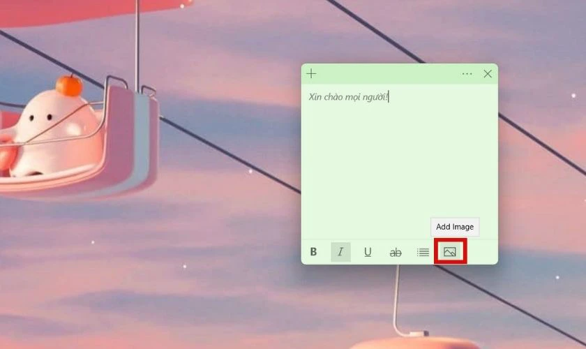 Cách chèn ảnh vào bản ghi chú trên màn hình 