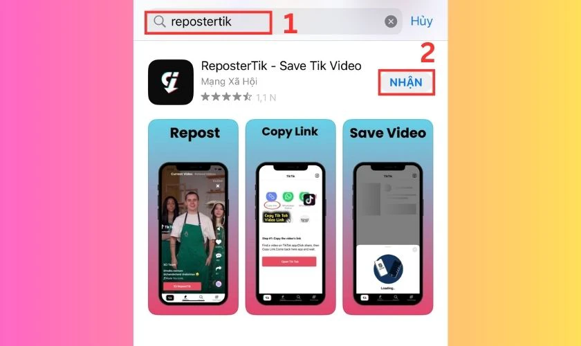 Copy link của video trên giao diện app TikTok