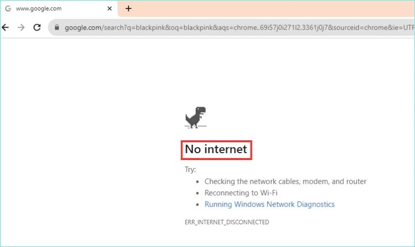 Kiểm tra lại kết nối Internet, WiFi trên máy tính