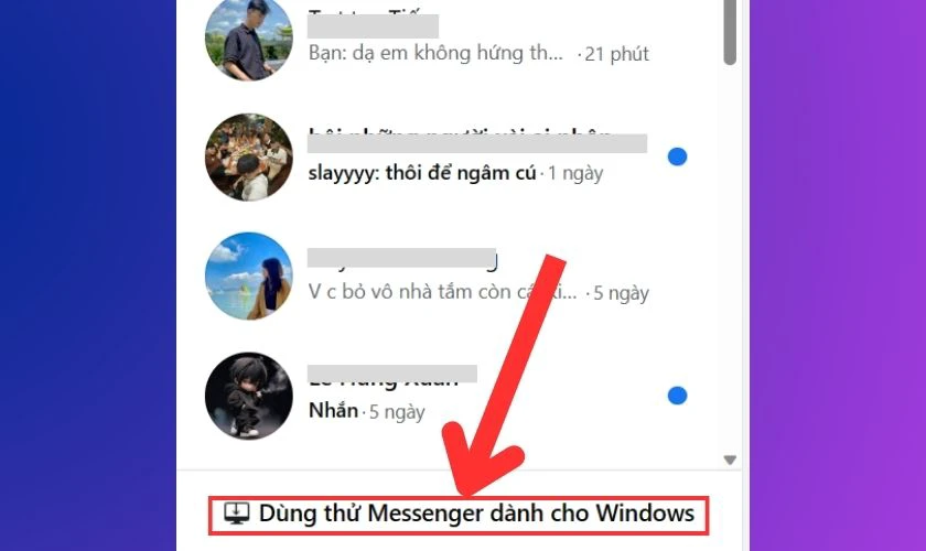 Bấm chọn Dùng thử Messenger dành cho Windows