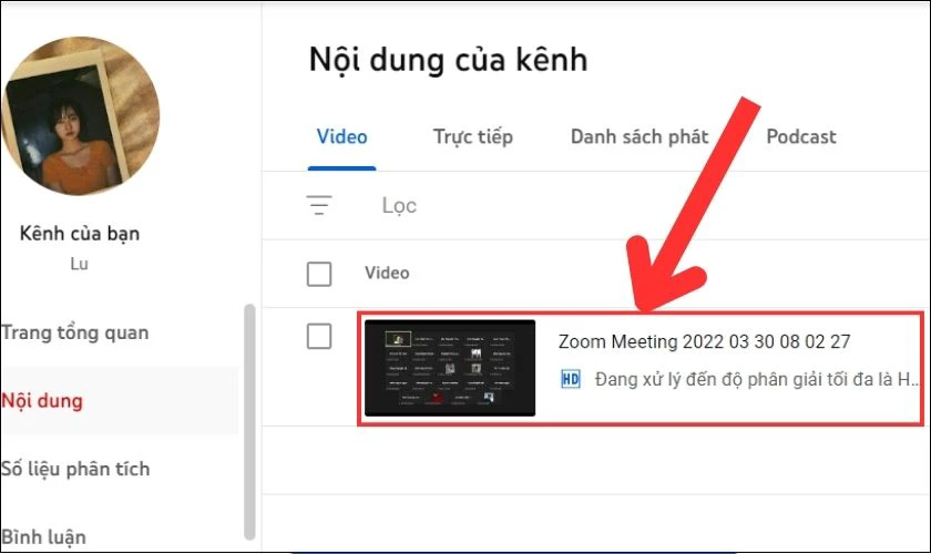 Chọn 1 video bạn muốn cắt