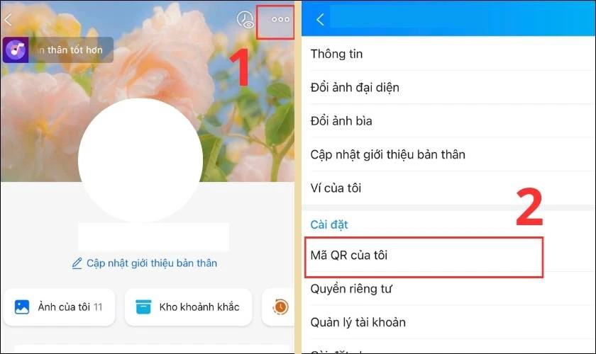 Nhấn vào dấu 3 chấm và nhấn vào Mã QR của tôi