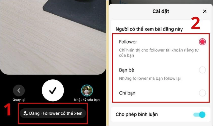 Thiết lập lại đối tượng xem được hình bạn chụp trên TikTok
