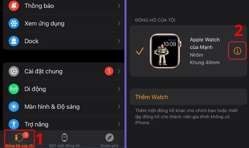 Ngắt kết nối Apple Watch với iPhone