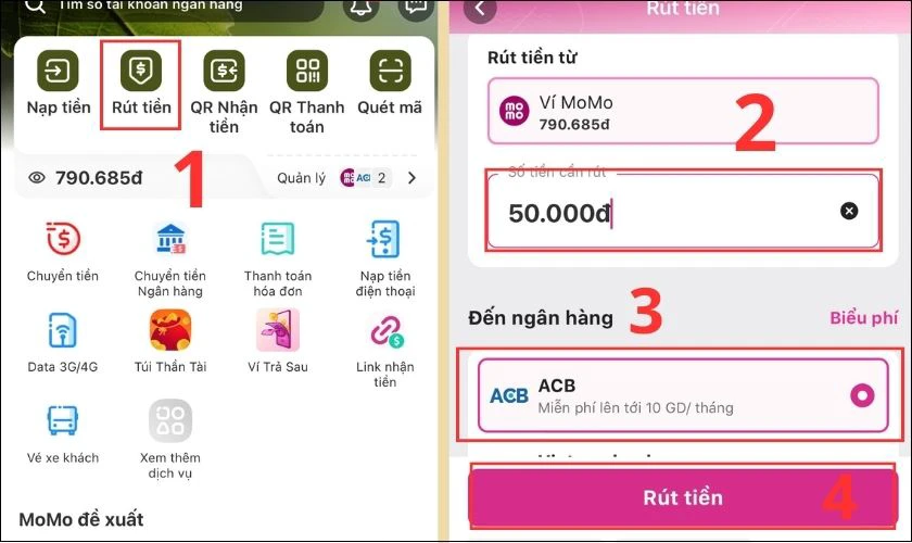 Cách rút tiền từ ví MoMo khi không còn dùng tới