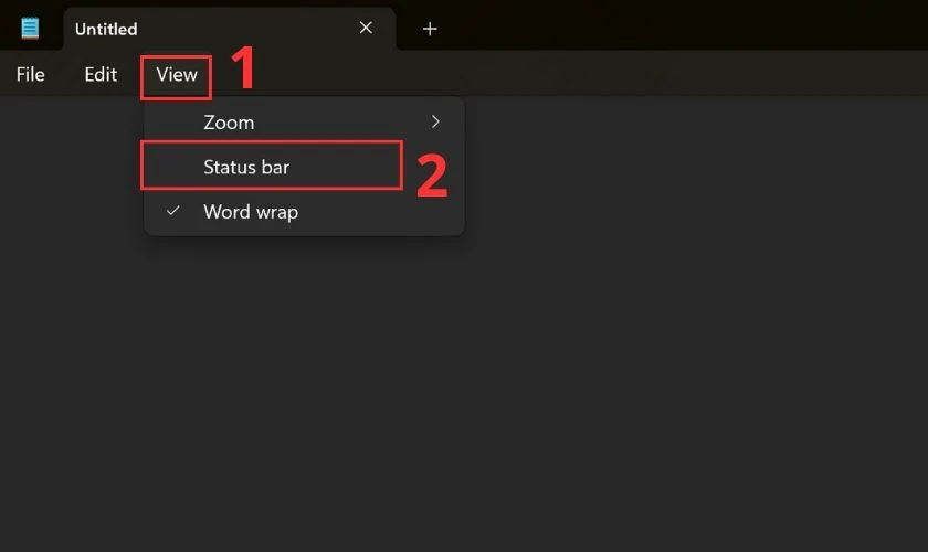 Hiển thị Status bar trong Notepad là gì?