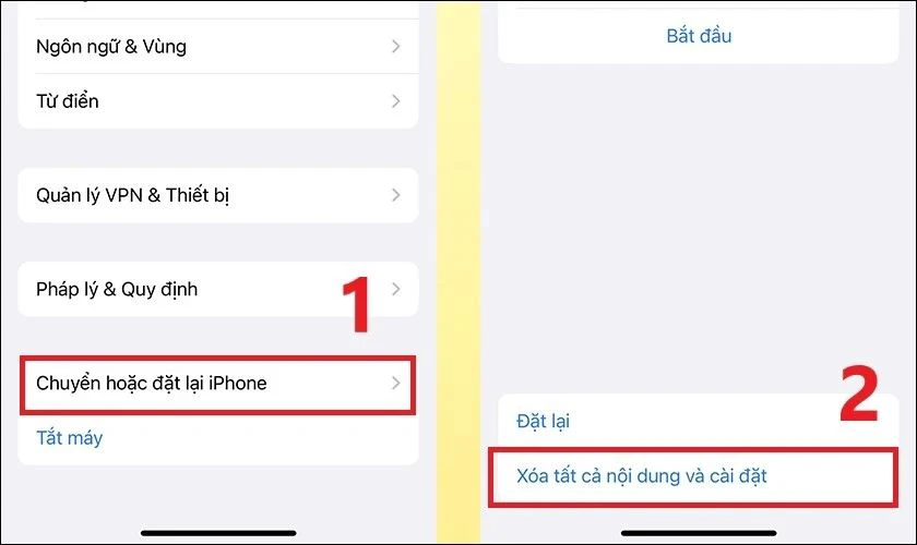 Xóa toàn bộ nội dung và cài đặt lại iPhone như khi mới mua