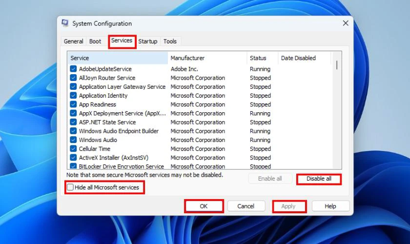 Nhấn nút Apply, sau đó nhấn OK để lưu lại các thay đổi