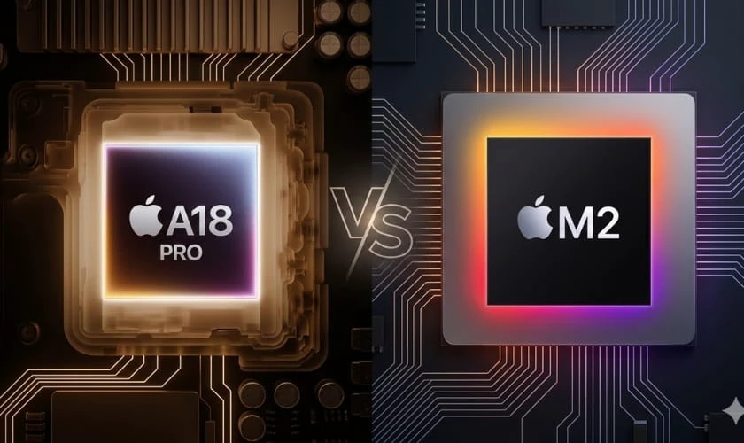 So sánh Chip A18 Pro vs M2