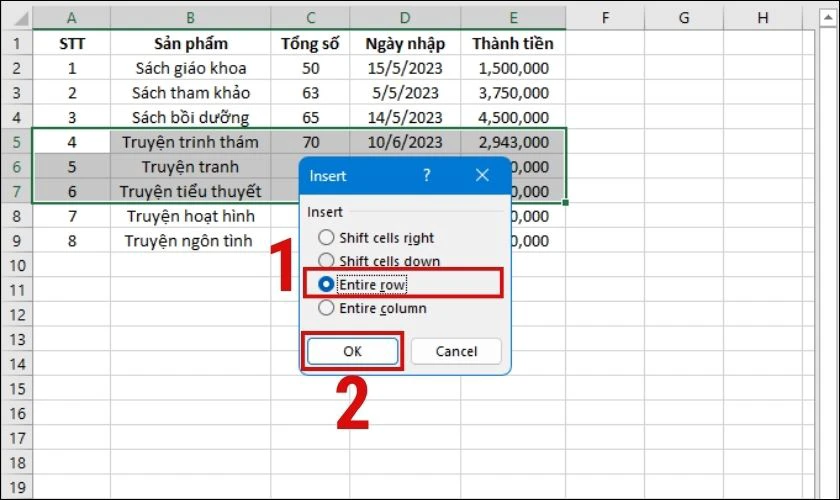 Cách thêm dòng trong Excel trên MacBook