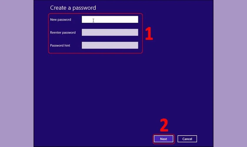 Bạn tiến hành tạo New password rồi xác nhận Reenter password