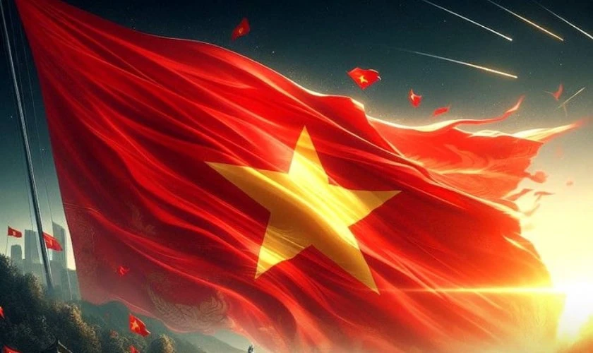 Ảnh cờ Việt nam 30/4 tung bay phấp phới