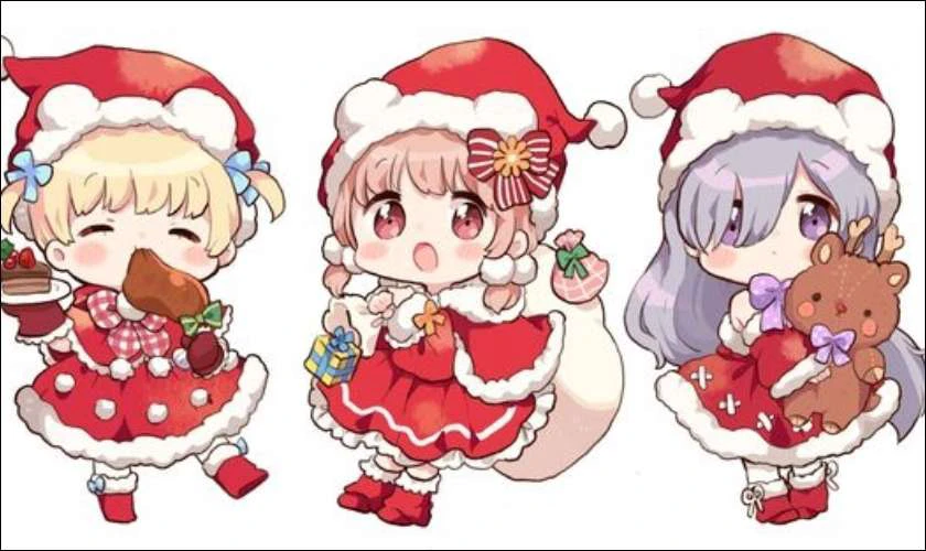 Hình anime chibi cute Giáng sinh trên máy tính
