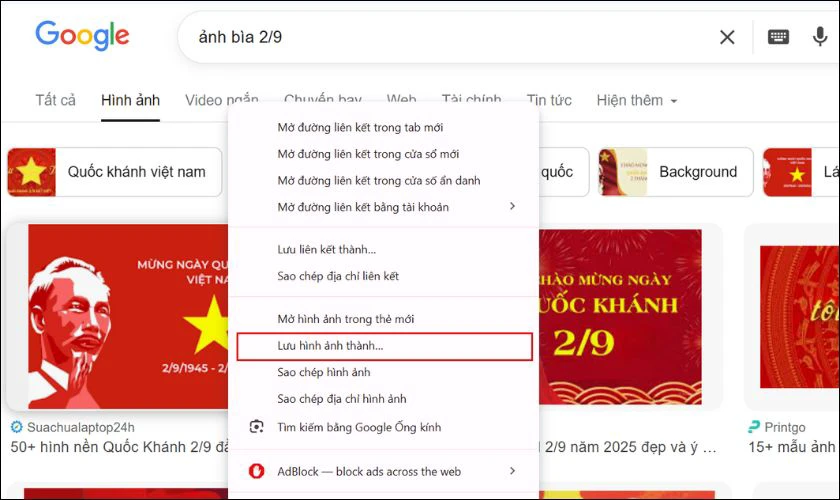 Chọn hình ảnh và tải xuống