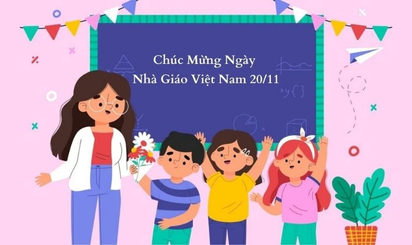 Ảnh bìa đẹp chúc mừng ngày 20/11 màu vàng