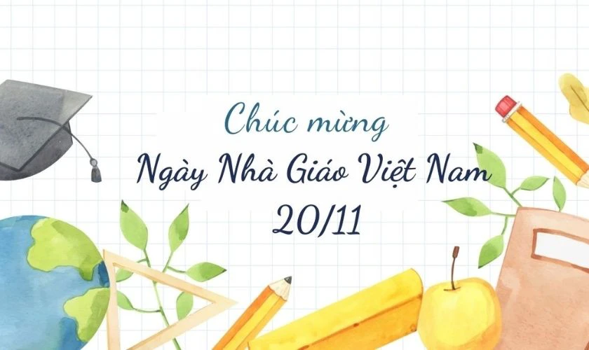 Ảnh bìa chúc mừng ngày 20/11 đẹp mắt chữ cái