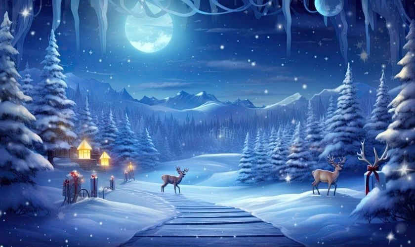 Ảnh ngày Noel trên đồi thông phủ tuyết