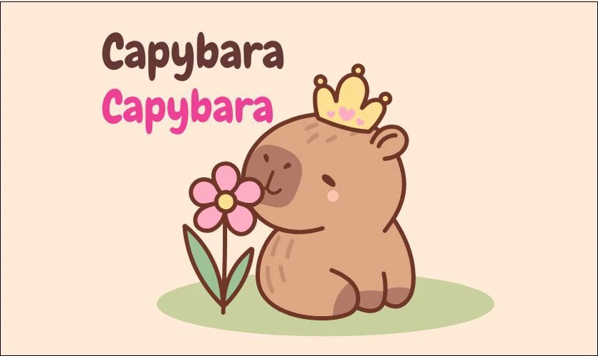 Capybara bên hoa dễ thương