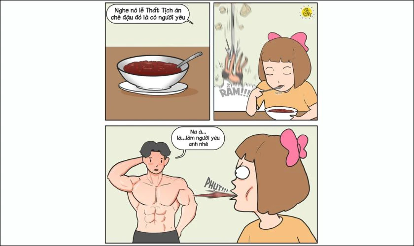 Ảnh chế ăn chè đậu đỏ ngày Thất tịch