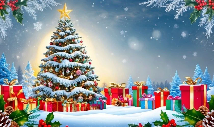 Hình ảnh Giáng sinh với cây thông đẹp lung linh