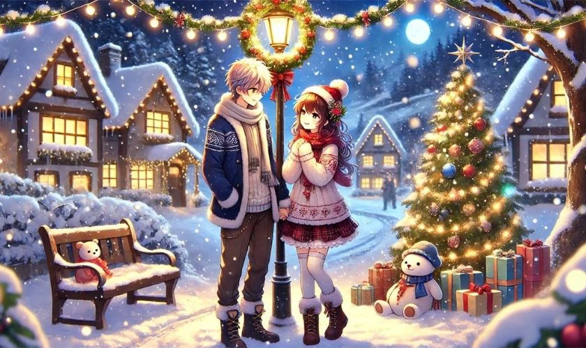 Ảnh Giáng sinh chibi anime tình cảm