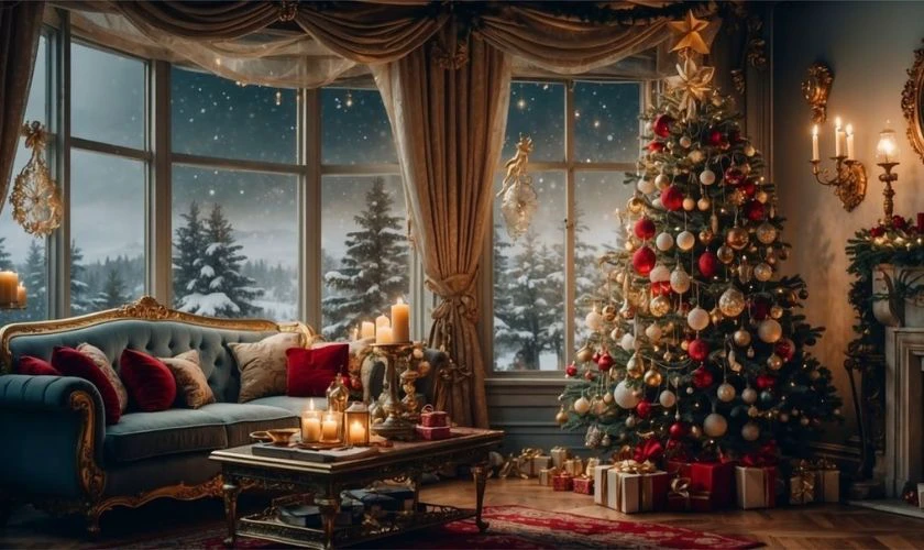 Ảnh cây thông Noel trong nhà mùa Giáng sinh