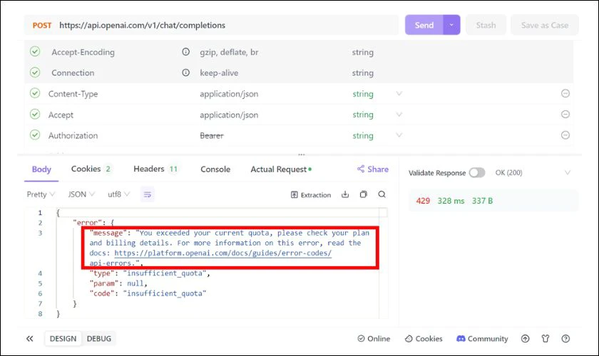 Chuyển sang tab “Header” và tìm đến trường “Authorization”