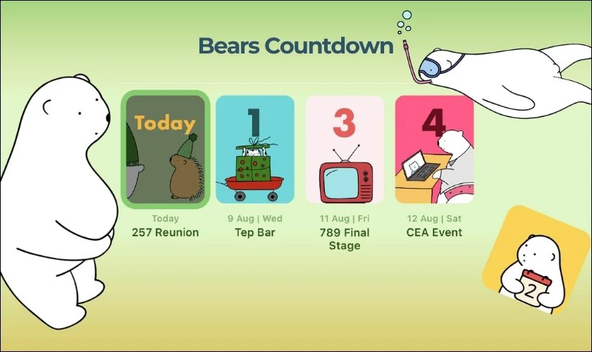 App đếm ngược ngày Tết Bears Countdown trên iOS