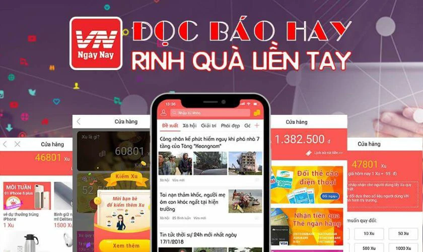 App VN Ngày Nay đọc báo kiếm xu đổi thẻ cào