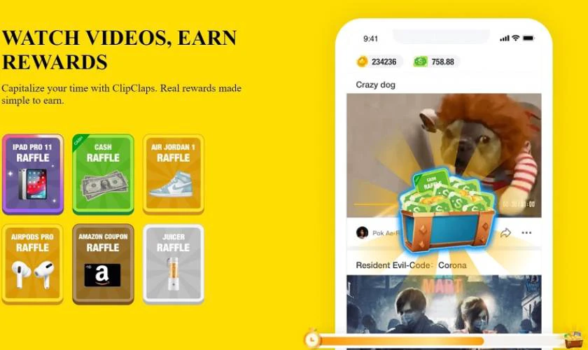 Clipclaps xem video giải trí cũng có tiền