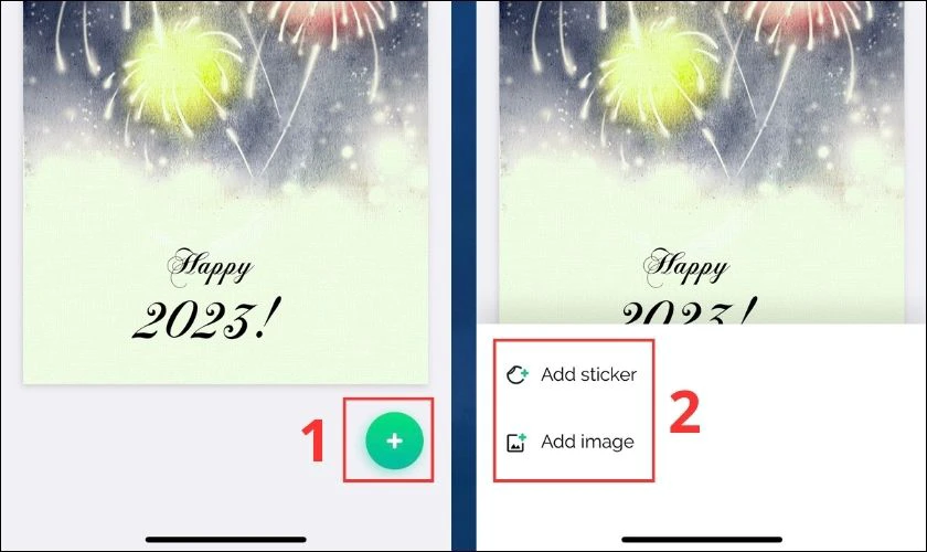 Chọn Add sticker hoặc Add image để tùy chỉnh thiết kế